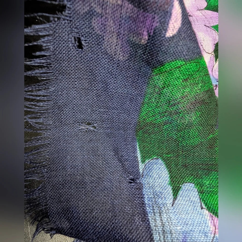 Casca For Majid Blue Purple And Green Wool Floral‎ Scarf
